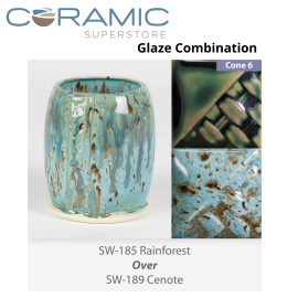 Rainforest SW185 over Cenote SW189 Stoneware Glaze Combination 